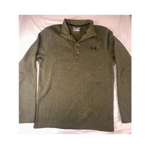Under Armour ColdGear Storm Sweater Fleece Button Mock Neck - Olive Green Mens M
